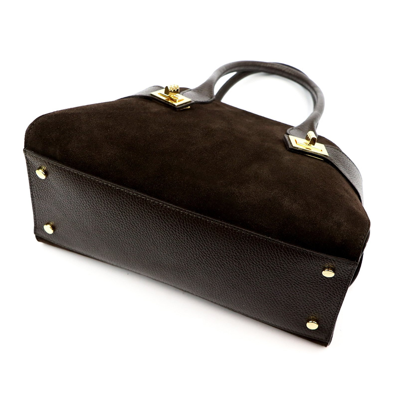 Vera Pelle damska torebka na ramię skóra naturalna i zamsz listonoszka