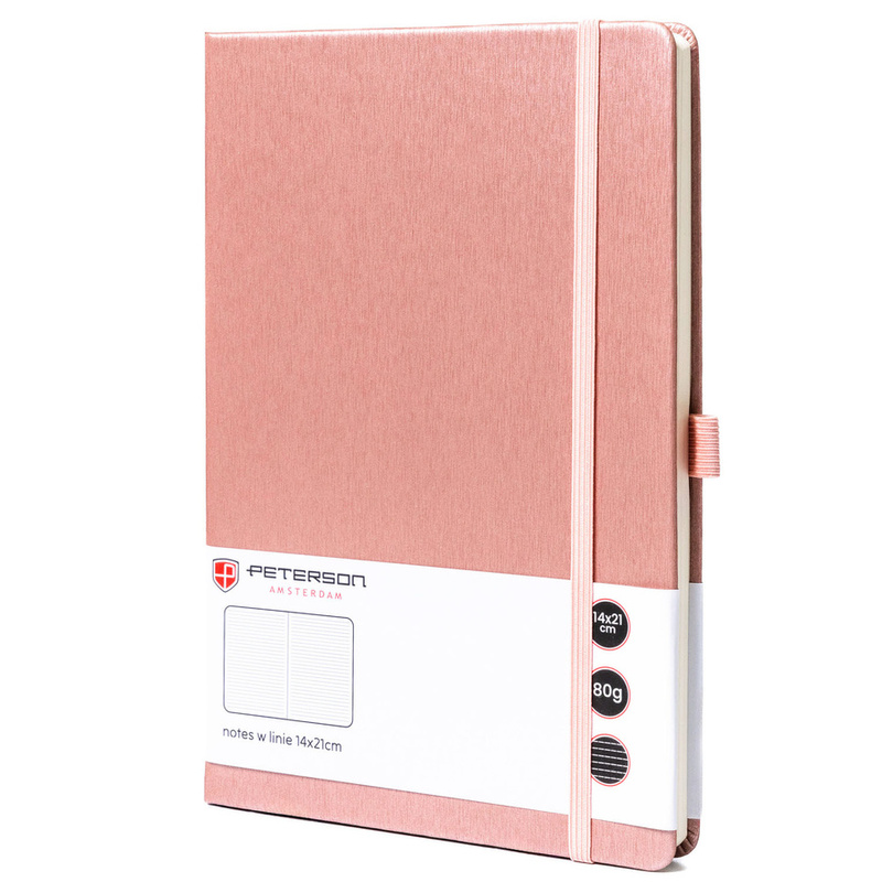 Notes w formacie A5 w różowym kolorze zadrukowany w linie - Peterson