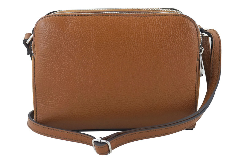 Torebka skórzana crossbody zamszowa - Brązowa jasna