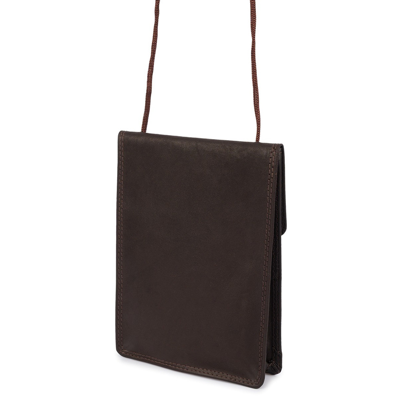 ETUI saszetka PASZPORTÓWKA na szyję dokumenty skórzana podróżna ciemny brąz Beltimore D78