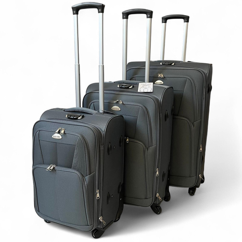 EASY TRIP zestaw trzech walizek na kółkach miękkie materiałowe kieszenie