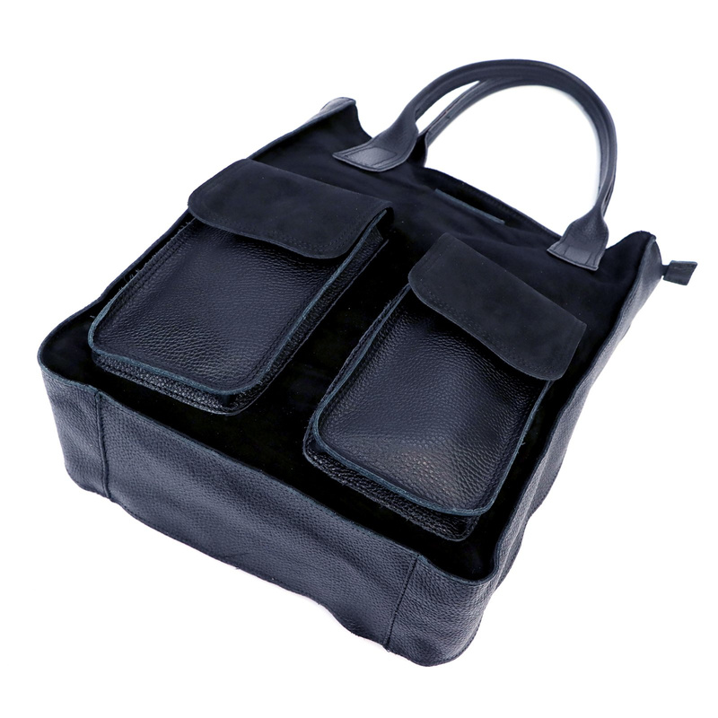 Torebka na ramię Duża damska shopperbag z kieszeniami skórzana Angelo