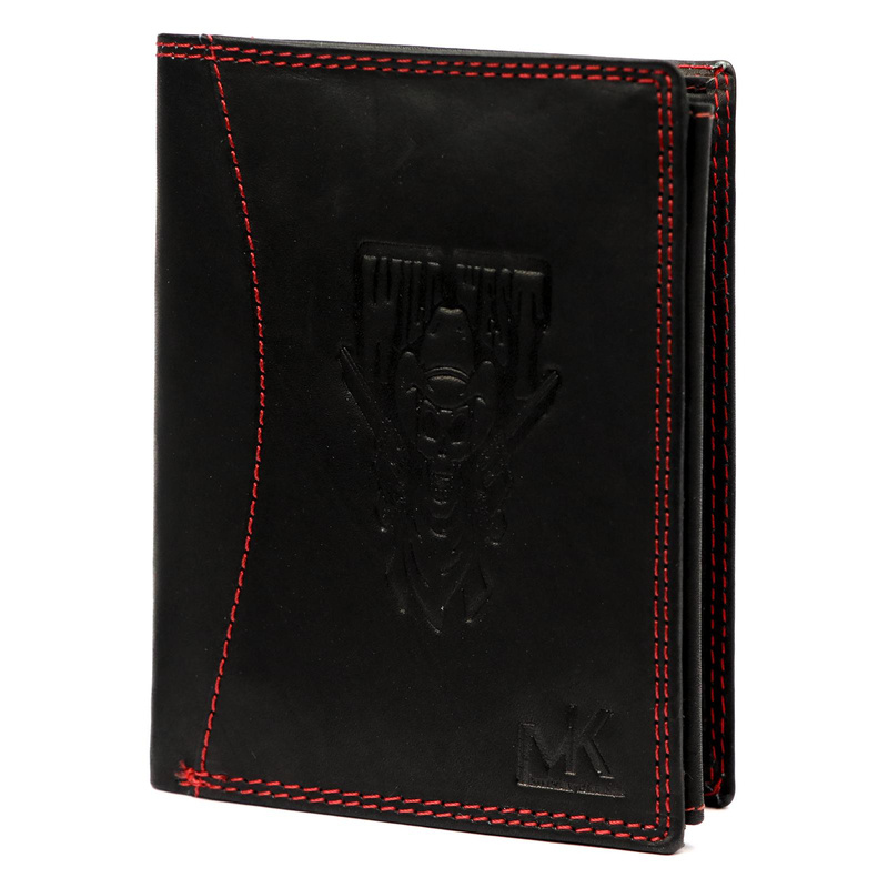 Money Kepper portfel duży męski pionowy skóra naturalna wzór dziki zachód