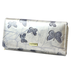 Gregorio damski portfel podłużny skórzana duża portmonetka w motyle