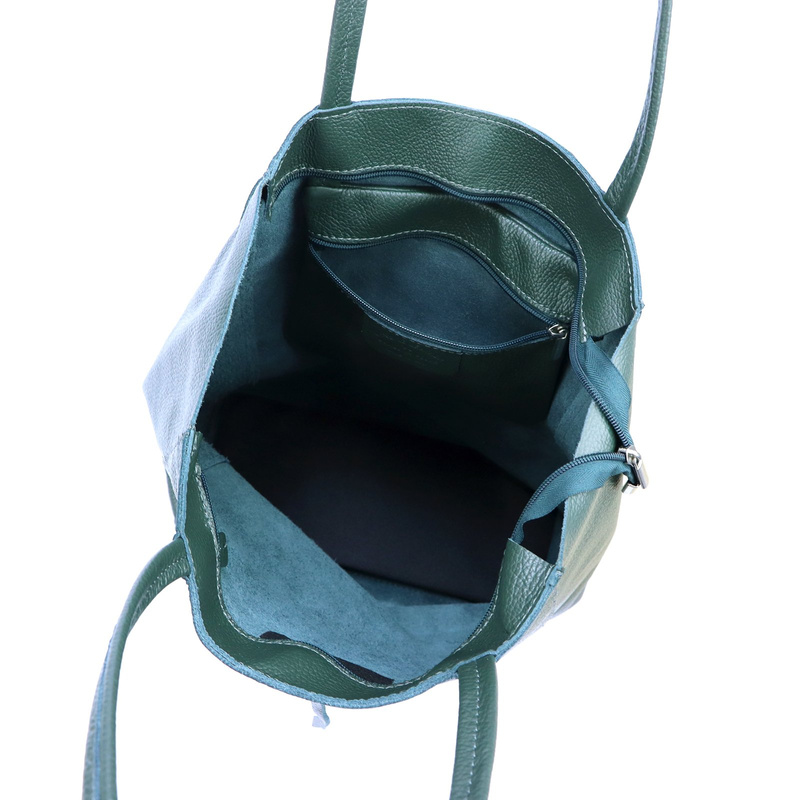 MiaMore Skórzana damska shopperbag duża torabka na ramię z kieszenią