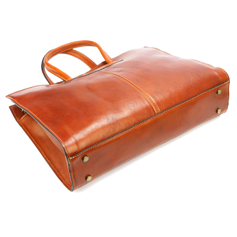 Florence Duża Damska skórzana torebka na dokumenty do pracy z paskiem