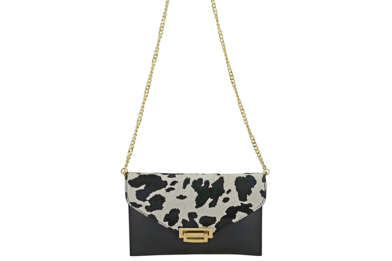 Skórzana torebka do ręki i na ramię - Czarna