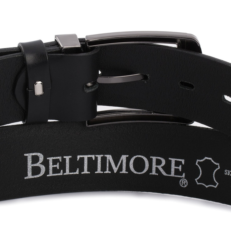 Pasek męski skórzany premium szeroki 4cm klasyczny czarny Beltimore Jeans E01 : Kolory - czarny, Rozmiar pasków - r.95-110 cm