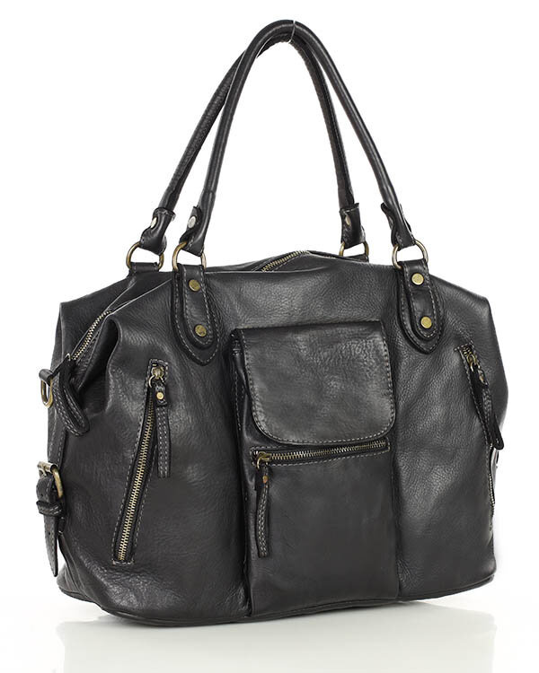 Torba biznesowa bowling retro bag skórzana - MARCO MAZZINI czarny
