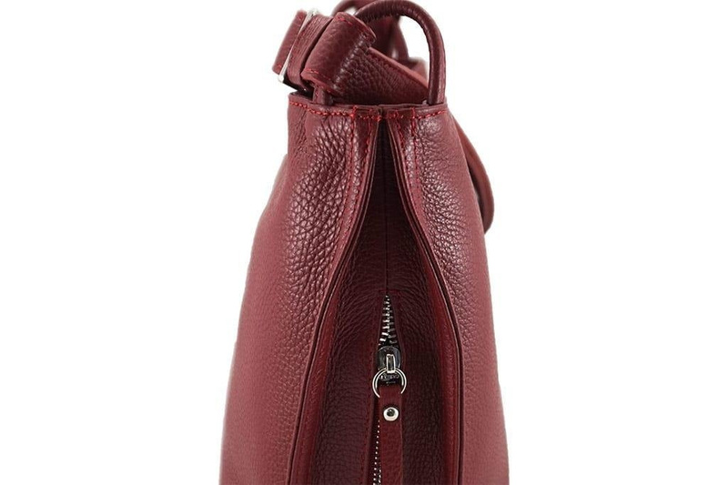 Duża torba damska skórzana na ramię - Granatowa