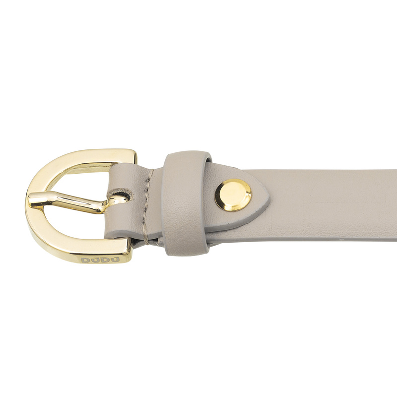 DUDU Damski skórzany pasek Skinny Waist Belt, Made in Italy, H 20mm, do sukienek, spodni jeansowych, ze złotą klamrą