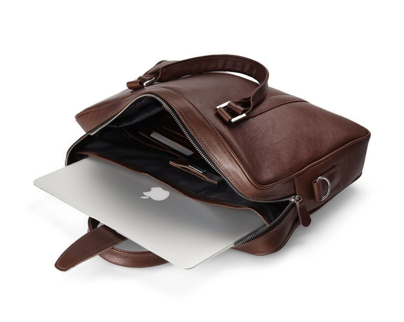 Skórzana torba na laptop Solier SL25 ciemny brąz
