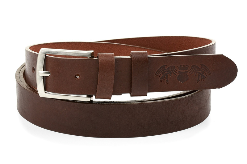 Beltimore skórzany licowy wąski pasek męski brązowy A79 : Kolory - brązowy, beżowy, Rozmiar pasków - r.90-105 cm