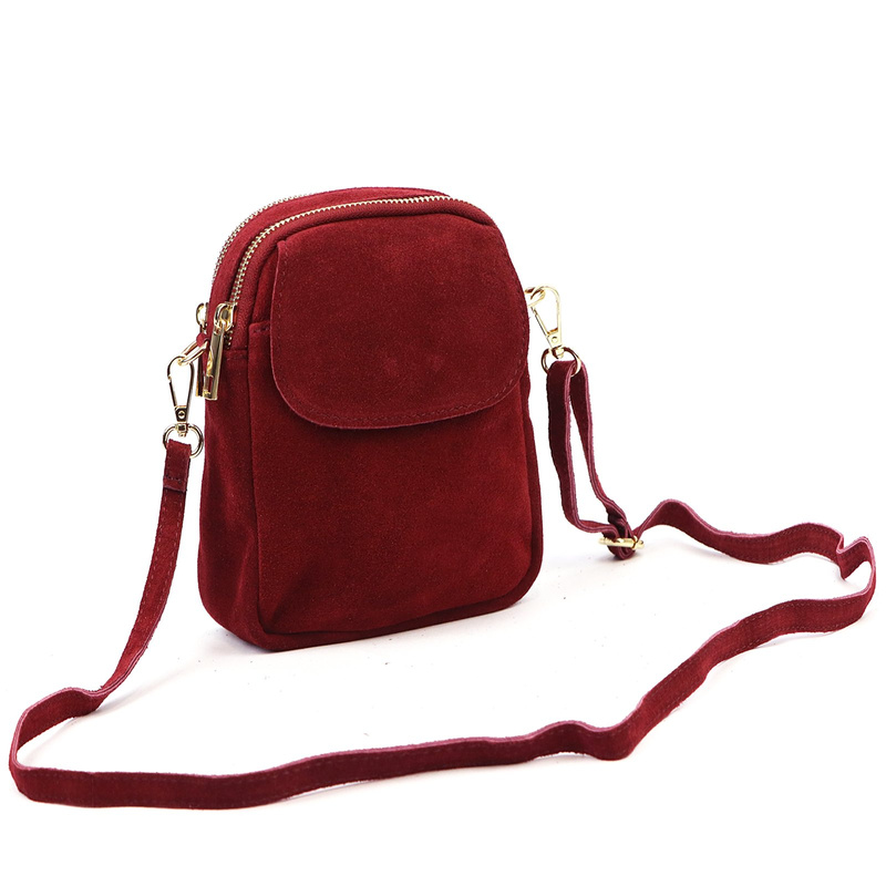 Luka Mała damska dwukomorowa listonoszka skórzana zamszowa przez ramię