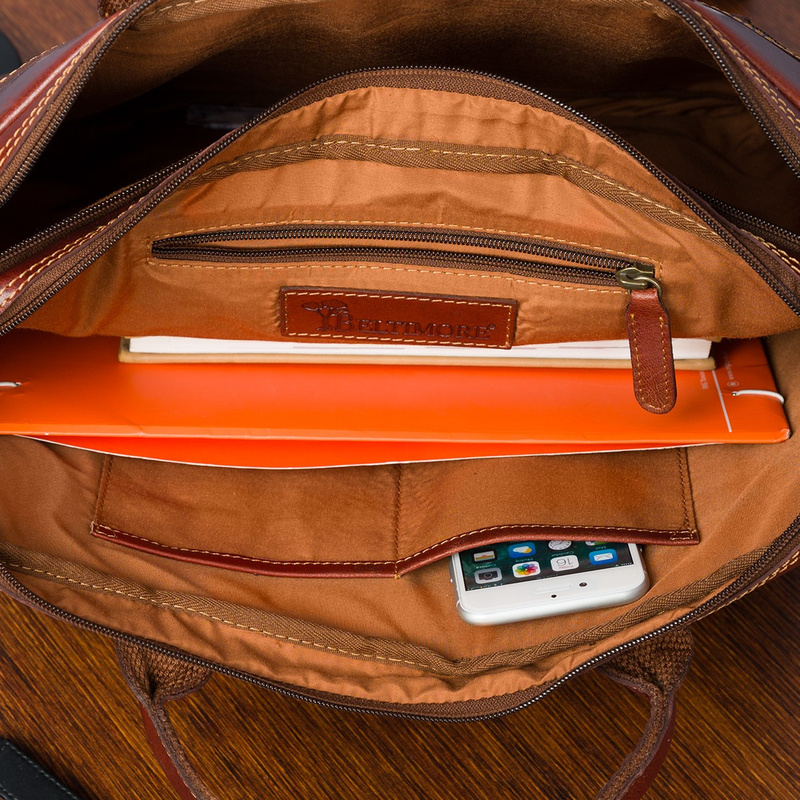 Torba męska skórzana na ramię laptopa duża koniakowa biznesowa Beltimore N01