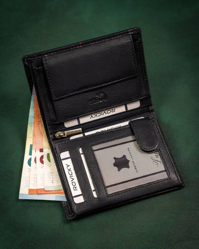 Skórzany składany męski portfel od Rovicky z RFID