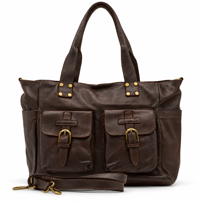PELLE LAVATA Skórzana Torebka ShopperBag A4 Skórzana Old Look 3 Kieszenie