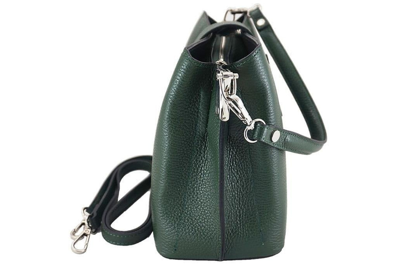 Modny kuferek skórzany damski włoski- Czarny