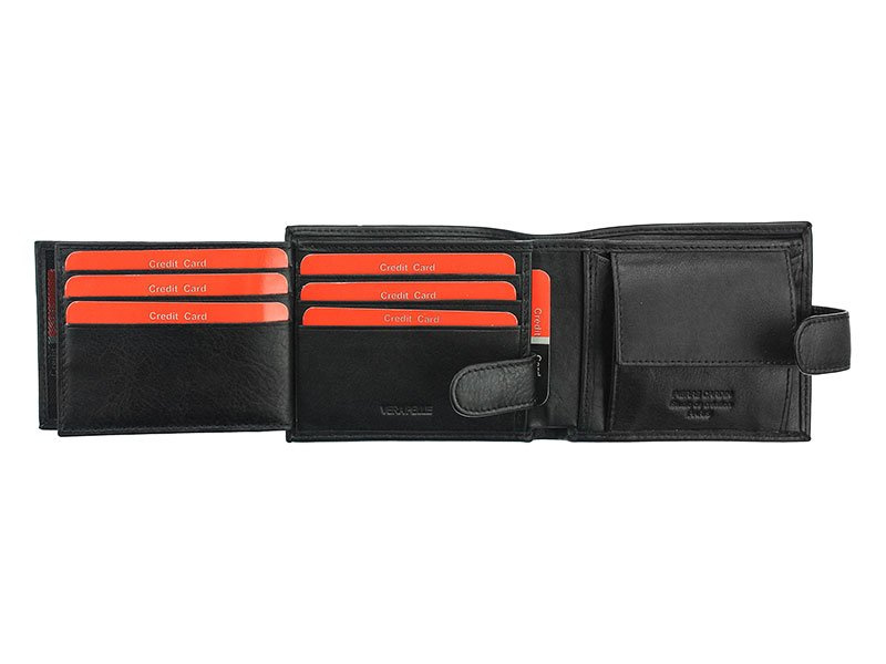 Rozbudowany pojemny zapinany Skórzany męski portfel Pierre Cardin z RFID