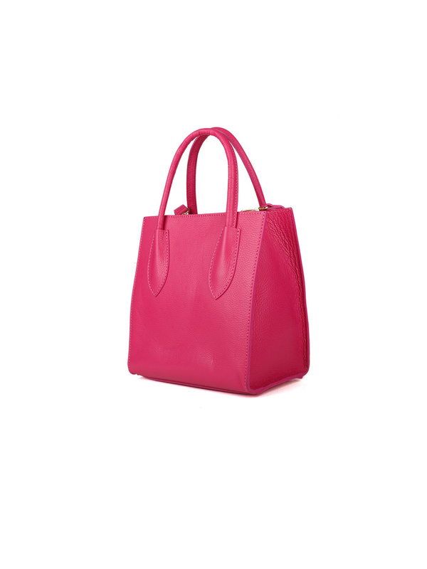 Fuksjowa skórzana torebka tote Giulia Monti GM1561