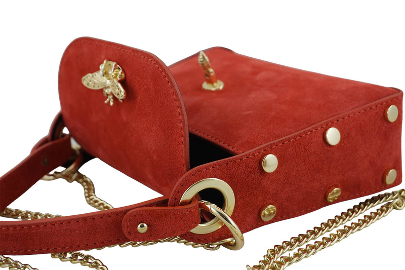 Zamszowa torebka wizytowa - Czerwona jasna