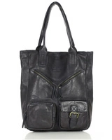 Duża torba shopper z przegródkami skóra naturalna - MARCO MAZZINI czarny