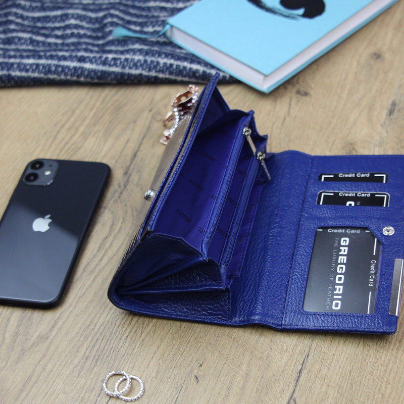 Gregorio damski portfel skóra naturalna duża portmonetka skóra krokodyla