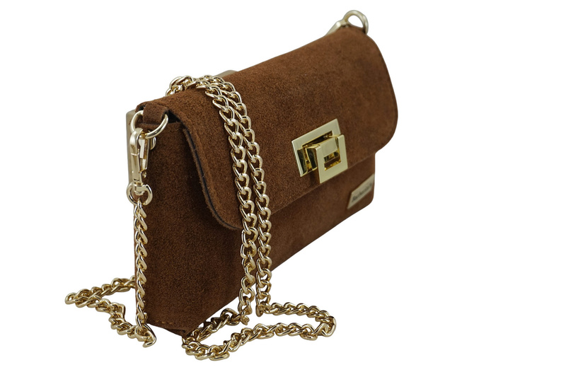 Zamszowa kopertówka na łańcuszku Barberinis - Brązowa