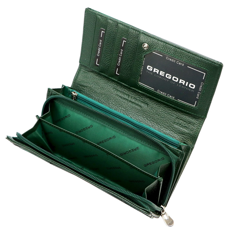 Gregorio damski portfel skóra naturalna podłużna klasyczna portmonetka