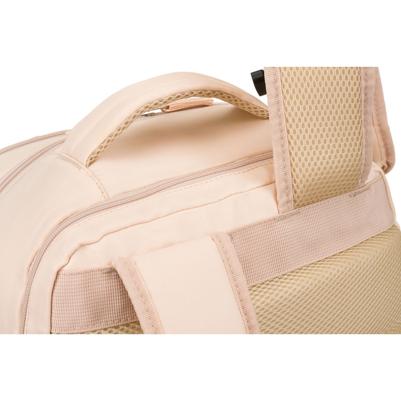 Plecak podróżny z portem USB wykonany z poliestru w beżowym kolorze - Peterson