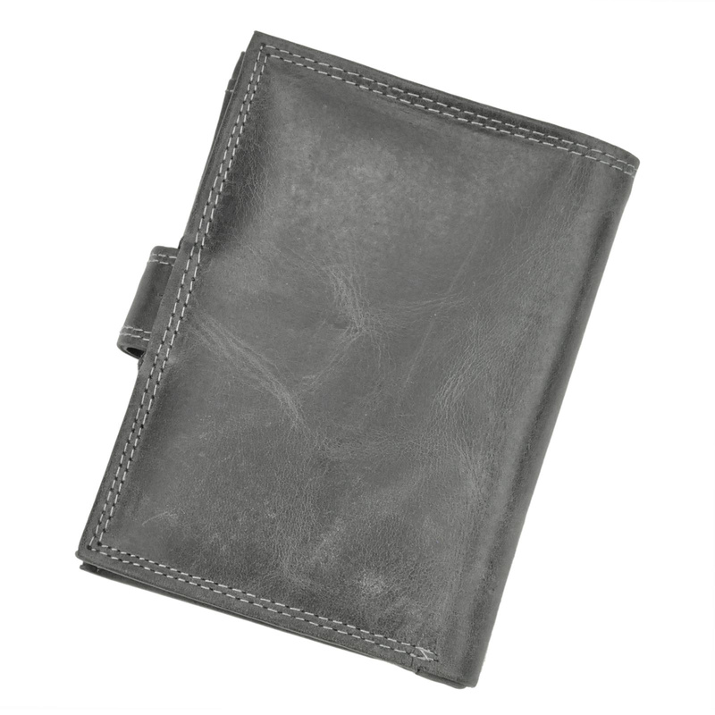 Wild męski portfel skóra naturalna pionowy duży zatrzask ochrona RFID