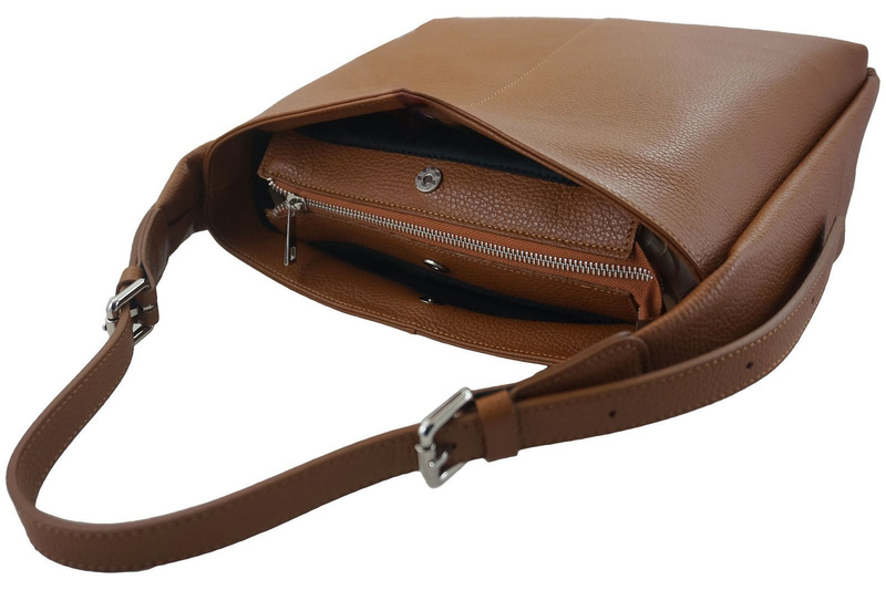 Klasyczna torebka skórzana na ramię - szara