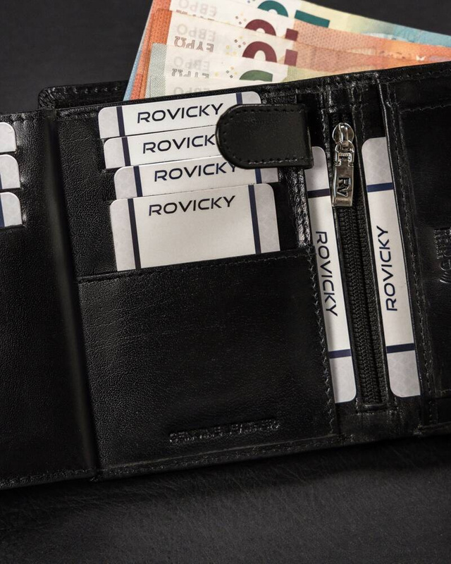 Duży Skórzany portfel męski system RFID Rovicky