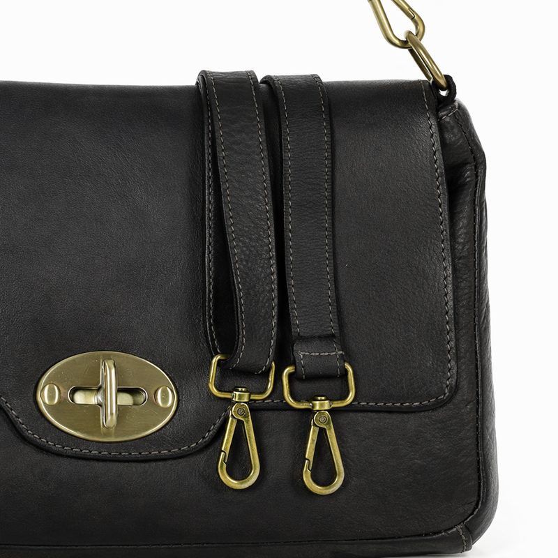 Legendarna torebka skórzana na ramię 2 w 1 genuine lether - MAZZINI czarna