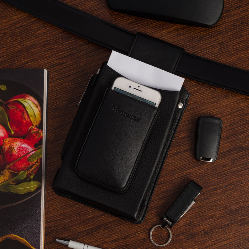 Skórzana kabura kelnerska saszetka na pasek etui dla kelnera czarna Beltimore U11