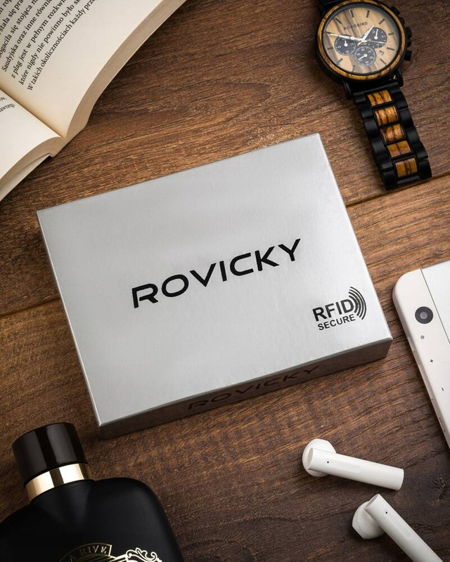 Klasyczny męski portfel skórzany z RFID od Rovicky