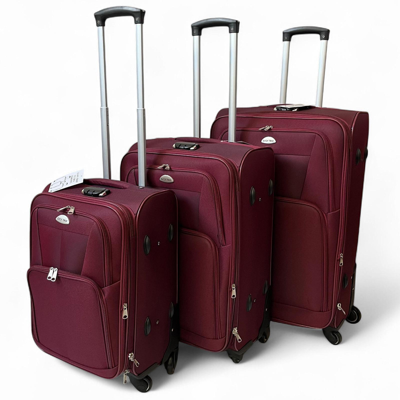 EASY TRIP zestaw trzech walizek na kółkach miękkie materiałowe kieszenie
