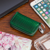 Zielone skórzane etui na klucze damskie pojemne lakier F19