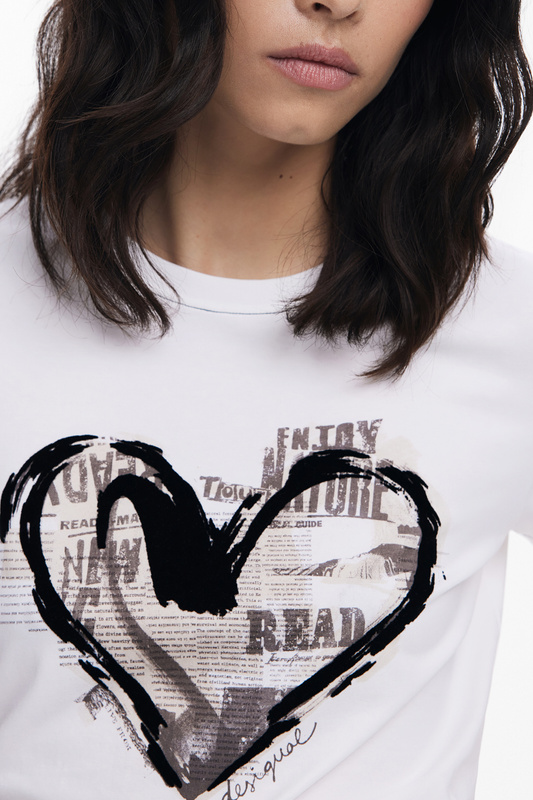 T-SHIRT DAMSKI Z KRÓTKIM RĘKAWEM DESIGUAL BIAŁY