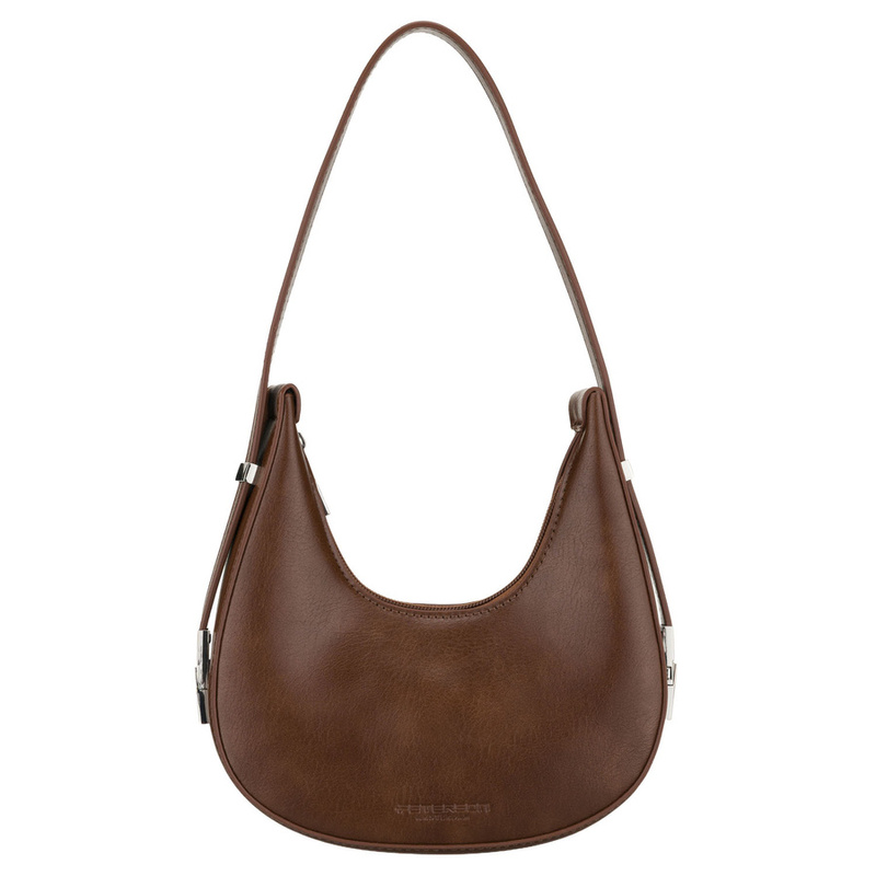 Brązowa listonoszka-bagietka damska ze skóry ekologicznej - Peterson