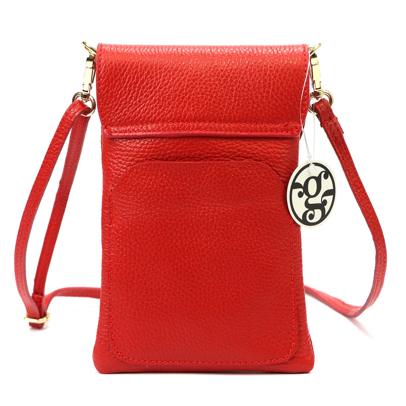 Mała damska listonoszka skórzane etui na telefon z paskiem Gregorio