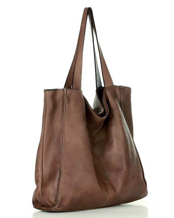 MARCO MAZZINI Torebka miejski shopper bag skóra naturalna handmade brąz