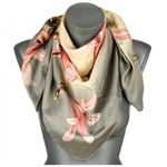 Ecru chusta damska apaszka pod szyję lekka elegancka oryginalna MDB-27