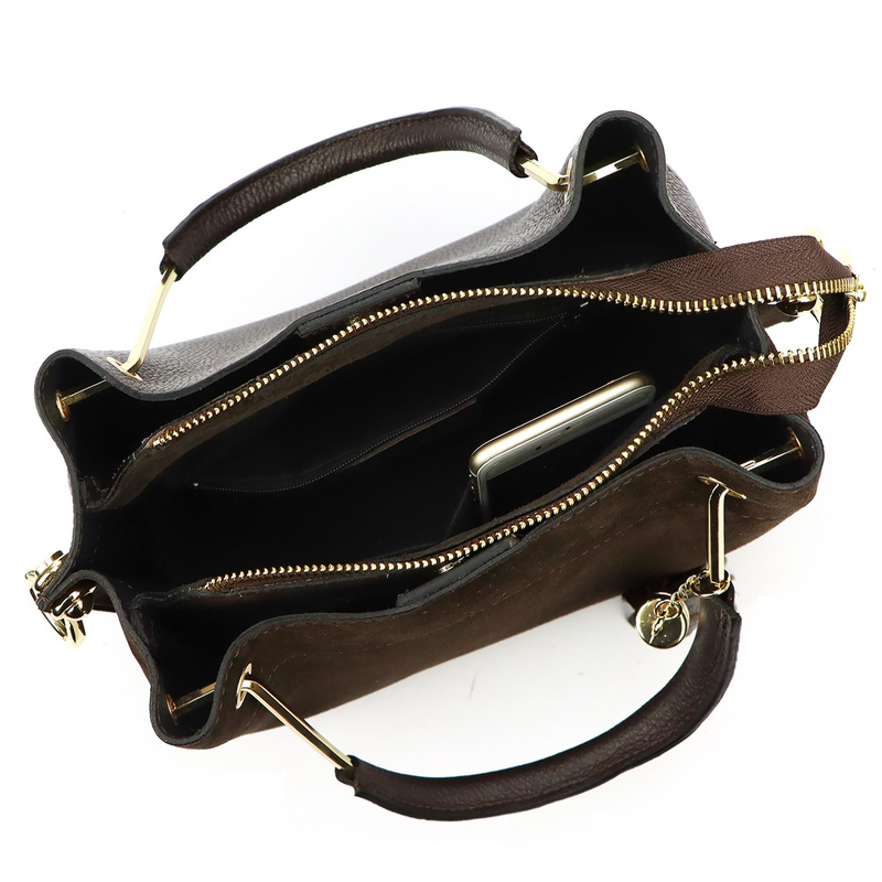 Vera Pelle damski kuferek skóra naturalna torebka z organizerem na ramię