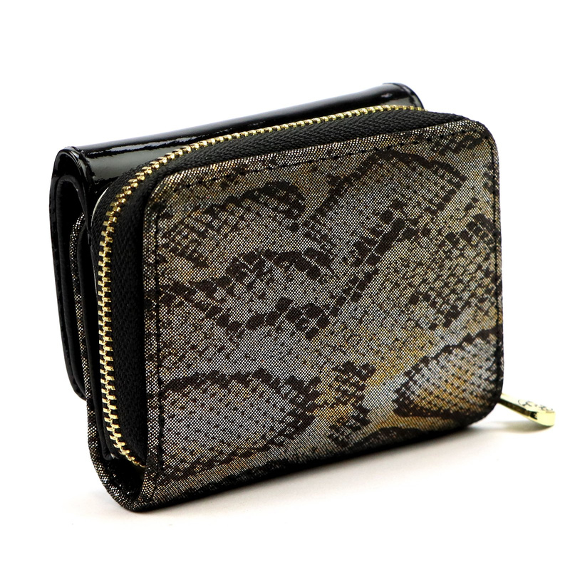 Gregorio damska mała portmonetka skórzany stylowy portfel wzór skóra węża