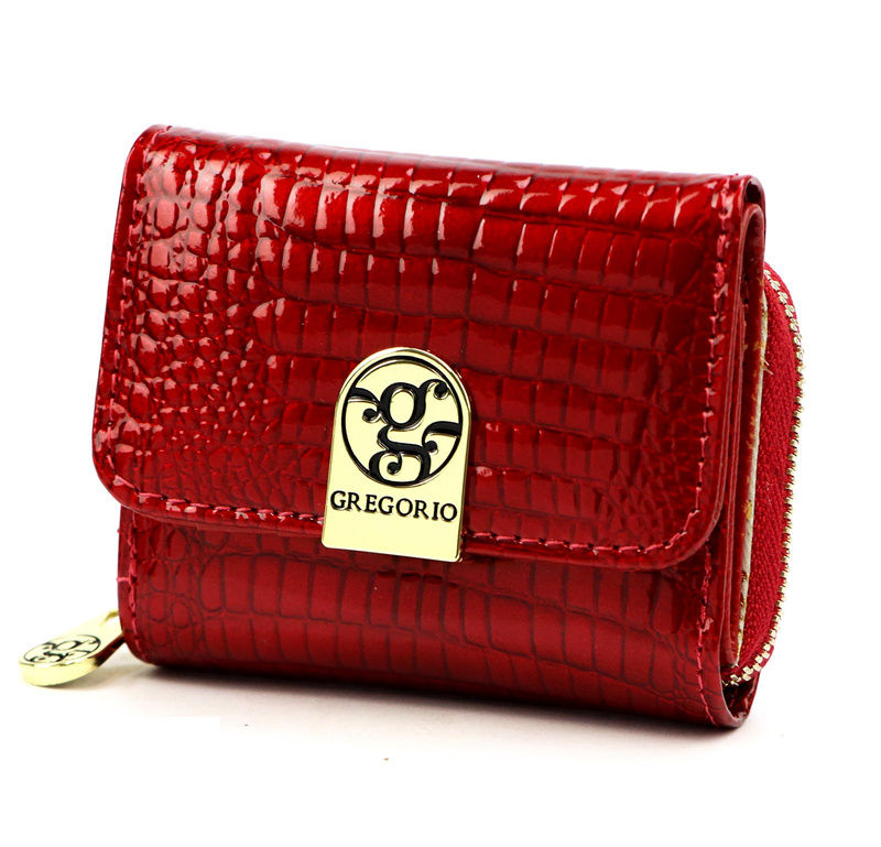 Gregorio mała portmonetka damska skóra naturalna portfel skóra krokodyla