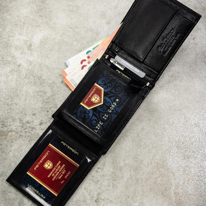 Meski zestaw prezentowy skóra naturalna Peterson PTN SET N992-DOT BLACK