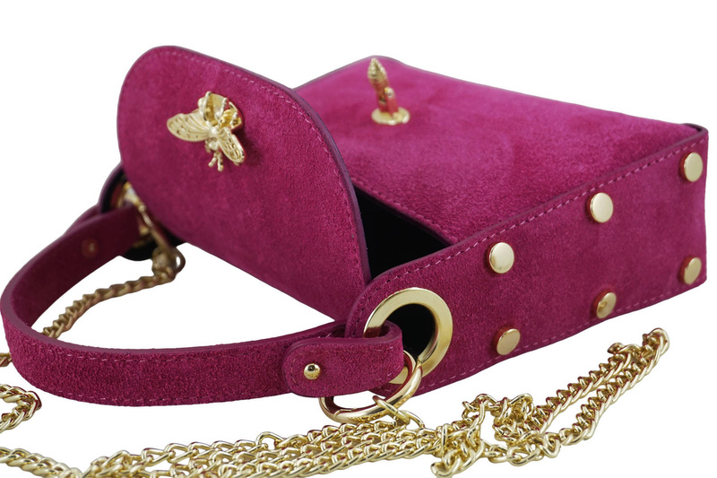 Zamszowa torebka wizytowa - Fuksja