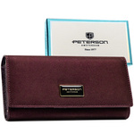 Fioletowy portfel damski wykonany ze skóry naturalnej i ekologicznej - Peterson