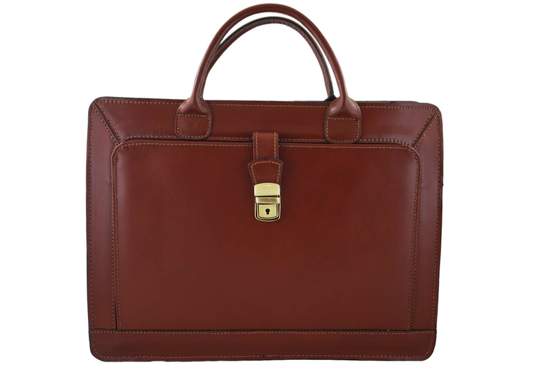 Aktówka męska skórzana Barberini's model 385 - Brązowy 